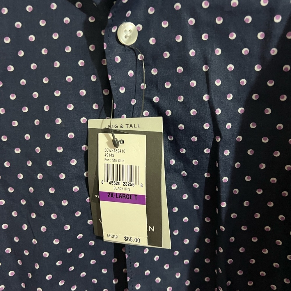 Van Heusen Polka Dot Dress Shirt Classic Cotton - Picture 8 of 10